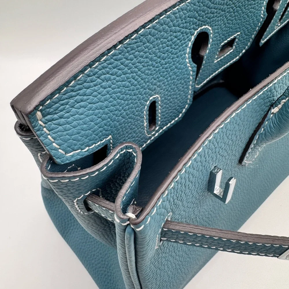 25CM Classic Togo Leather Top Handle Satchel Bag - Peacock Blue - Picture 6 of 12